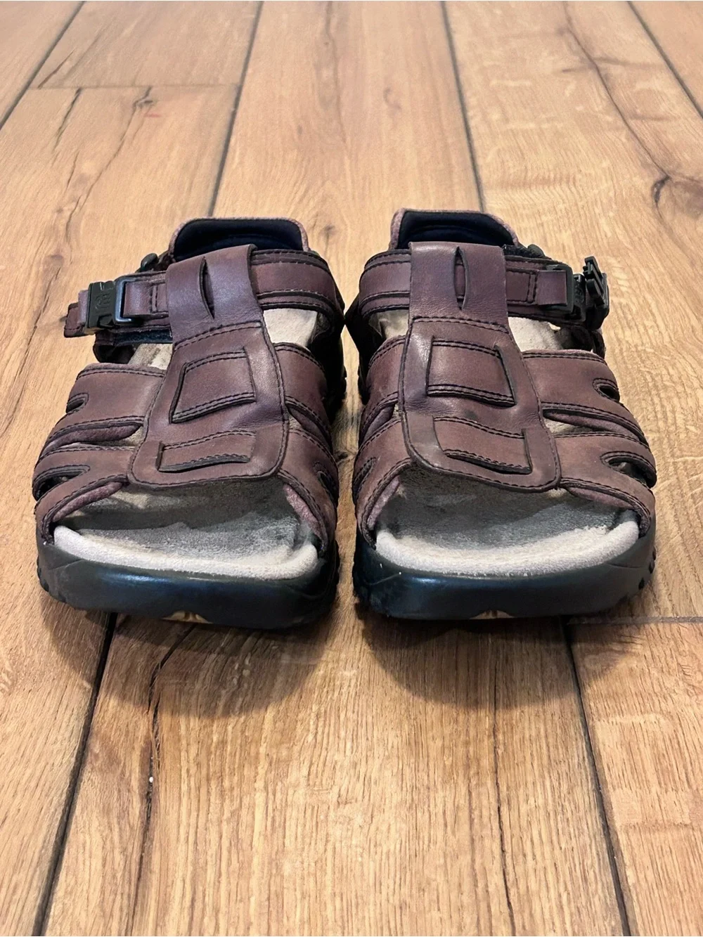 Teva Men's Brown Waterproof Leather Fisherman Strapped Outdoor Sandals Size 11
